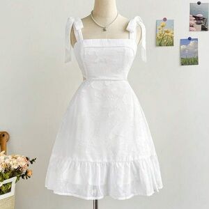 White Dress with Bow-Tie Straps